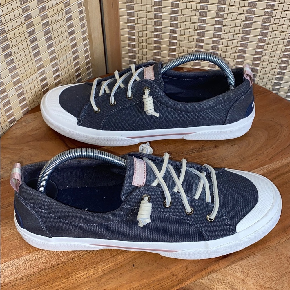 Sperry Pier Wave LTT Gray Canvas Sneakers Woman’s 10 - Picture 3 of 7
